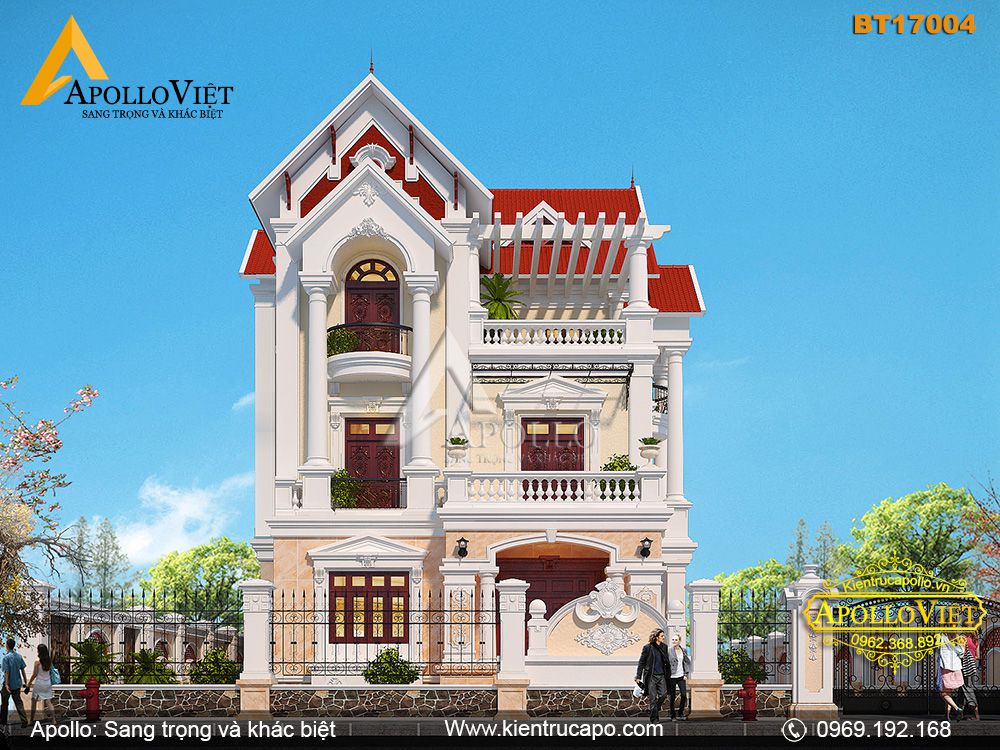 Biệt thự mái thái 3 tầng cao cấp ở Nam Định (BT17004)